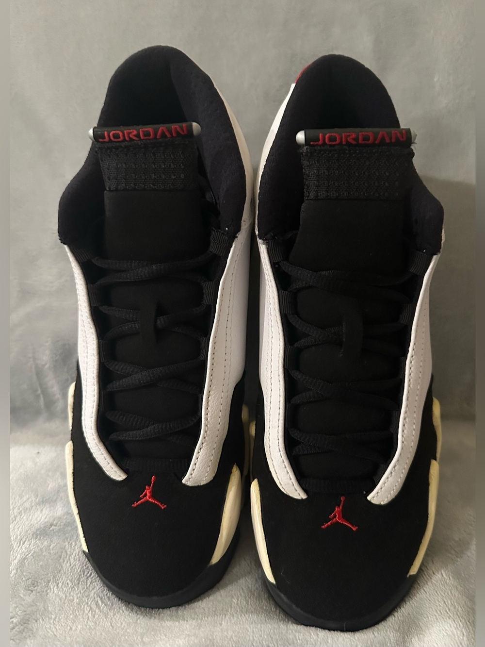 Air Jordan 14 Retro BG Black Toe White Varsity Red Boys Youth 6.5Y